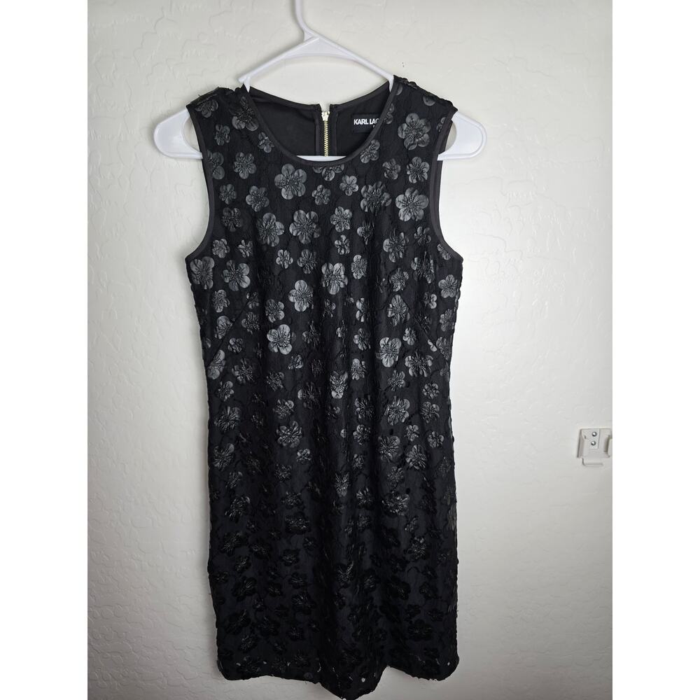 Karl Lagerfeld Sheath Dress Floral Dress Size 2 Black - Picture 1 of 6